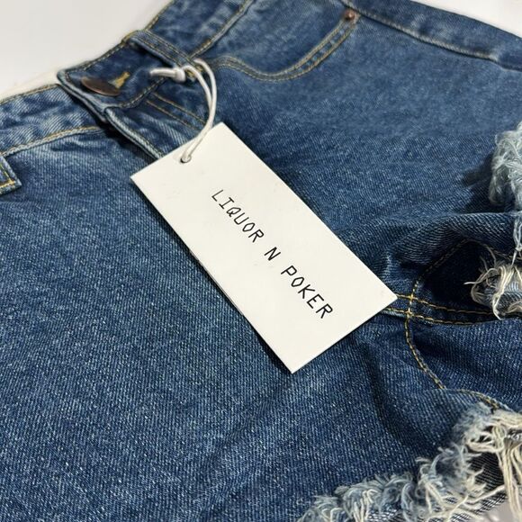 LIQUOR N POKER Denim short NWT - Picture 2 of 6